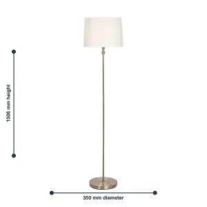 First Choice Lighting Antique Brass Floor Lamp with Cream Shade