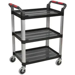 Heavy-Duty 3 Level Wheeled Workshop Trolley - 750mm x 460mm x 980mm - 40kg Capacity per Shelf