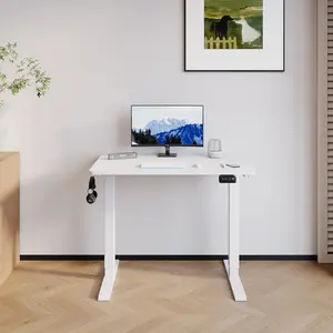 Hieronymus Electric Height Adjustable T-Shape Standing Desk White / White / 122 x 100 x 60 cm