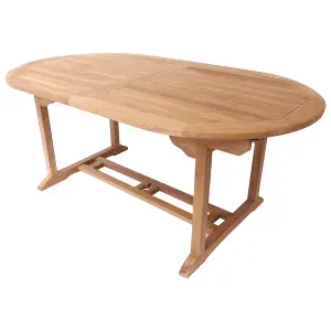 Charles Bentley Solid Wooden Teak Garden Patio Oval 6-8 Seater Extendable Table