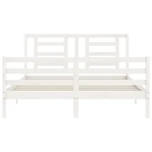 Berkfield Bed Frame with Headboard White 160x200 cm Solid Wood