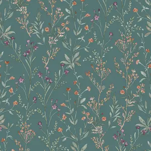 Grandeco Boutique Sprig Leaf PVC-free Eco Wallpaper, Green