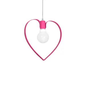 Milagro Amore Hot Pink Ceiling Lamp 1XE27 Hand Made Pendant With The Heart Shape Enveloping The Light Source