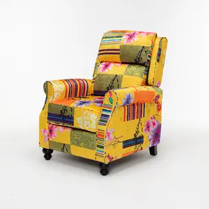 Fabric Gold Patchwork Mary Manual Recliner Chair