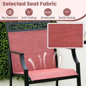 Costway Set of 2 Outdoor Patio Chairs Home Fabric Bar Stools w/ Footrest