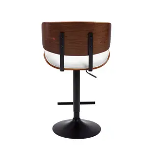 Caneghem Height Adjustable Swivel Faux Leather Mid-Century Bar Stool White