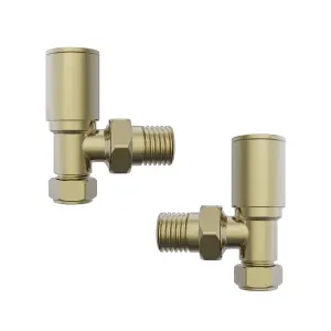 Rinse Bathrooms 15mm Pair of Corner Radiator Valve for Heated Towel Rail Radiator Brushed Brass