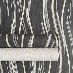 Shimmer Wave Wallpaper Black / Gold World of Wallpaper AF0023