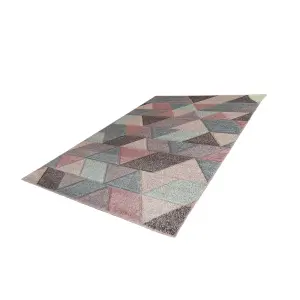 Portland Multicolour Geometric Small Rug, (L)150cm x (W)80cm