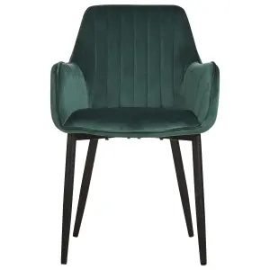 Set of 2 Dining Chairs WELLSTON Velvet Dark Green