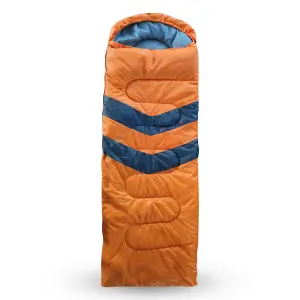 4 Season Envelope Shape Sleeping Bag for Single Adult with Double Sided Zip, Orange