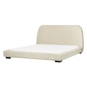 Fabric EU King Size Bed Beige ROISEL