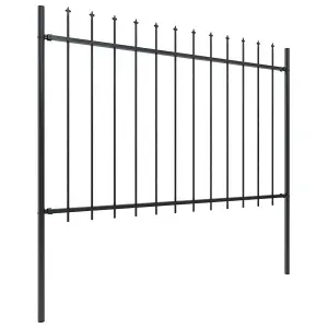 Berkfield Garden Fence with Spear Top Steel 5.1x1.2 m Black