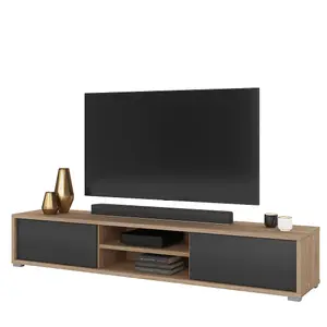 Chic Frida 40 Floating TV Cabinet 1800mm in Light Oak & Anthracite - Contemporary Media Unit H320mm D360mm