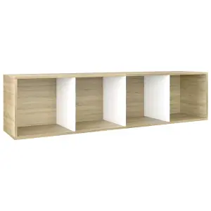 Berkfield Book Cabinet/TV Cabinet White and Sonoma Oak 36x30x114 cm Engineered Wood