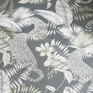 Arthouse Tropical Leopard Neutral Wallpaper