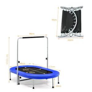 Costway Double Foldable Jumping Fitness Kids Trampoline Rebounder w/ Adjustable Handrail