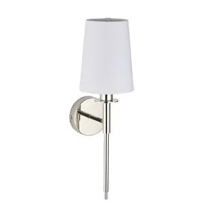 Luminosa Florence Wall Lamp Bright Nickel Plate & Vintage White Fabric