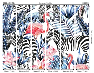 Origin Murals Zebra & Flamingo Animal Matt Smooth Paste the Wall Mural 300cm wide x 240cm high