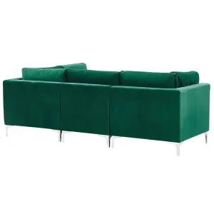 3 Seater Modular Velvet Sofa with Ottoman Green EVJA