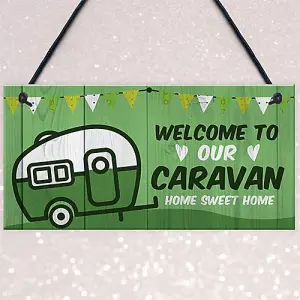 Caravan Sign Hanging Door Wall Plaque Welcome Sign Campervan Motorhome Sign