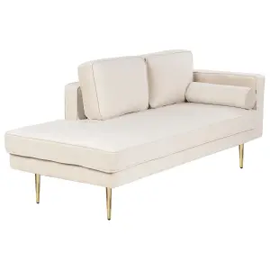 Right Hand Velvet Chaise Lounge Beige MIRAMAS