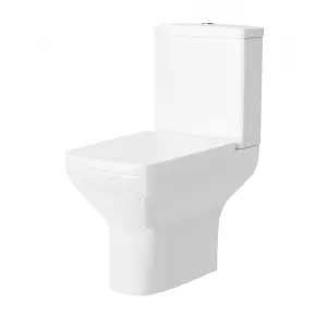 Nes Home Sandra Modern Square Rimless Close Coupled Toilet With Soft Close Seat