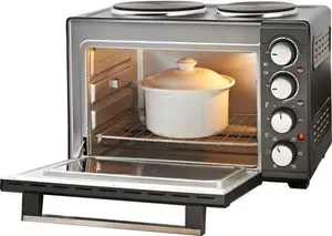 Quest Black 26L Twin Hob Convection Oven