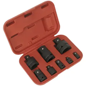 8 Piece Impact Wrench Socket Adaptor Set - Drop Forged Steel - Storage Case