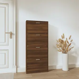 Berkfield Shoe Cabinet Brown Oak 59x17x150 cm Engineered Wood