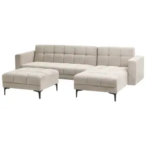 Left-Hand Corner Sofa with Ottoman ALNES Beige Left Hand