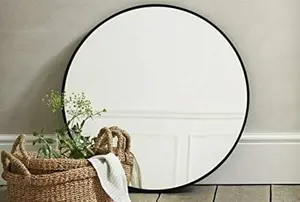 Large Round Black Wall Mirror Aluminium Frame Deep Frame