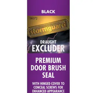 Black Stormguard Draught Excluder Premium Door Brush Seal Concealed Fixings914mm