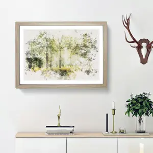 View Of The Forest In The Spring - Single Picture Frame Print on MDF Oak / 35cm H x 50cm W x 2cm D