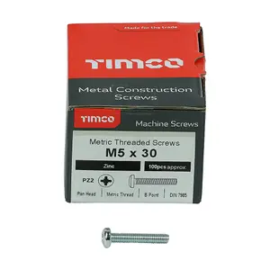 TIMCO Machine Pan Head Silver Screws - M5 x 30