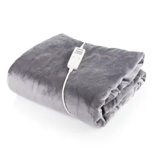 Minky Luxury Heated Throw Blanket, Medium, Grey