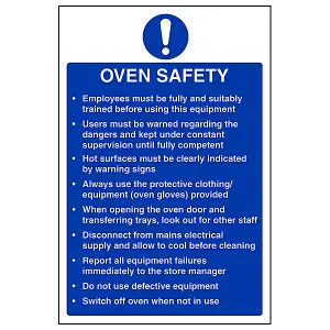 Oven Safety Mandatory Catering Sign - Rigid Plastic - 200x300mm (x3)