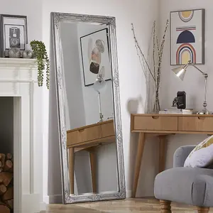 Leaner Mirror Highbury Rectangular Shape with Antique Silver Frame- H 165cm x W 74cm for Hanging in Anywhere Inside of Your Home