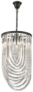 Luminosa Spring 3 Light Ceiling Pendant Black Chrome, Clear with Crystals, E14