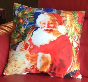 Santa & List 18" Christmas Cushion