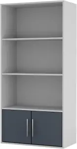 URBNLIVING 4 Tier Grey Wooden Bookcase Cupboard with Grey Metal Storage Shelving Display Cabinet