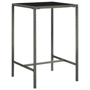 Berkfield Garden Bar Table Grey 70x70x110 cm Poly Rattan and Glass