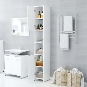 Berkfield Bathroom Cabinet White 30x30x183.5 cm Engineered Wood