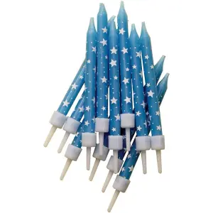 Anniversary House Stars Pick Candles (Pack of 12) Blue (One Size)