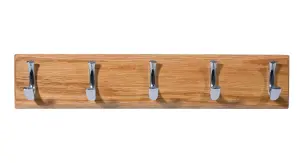 Oak 5 Hook rail, (L)460mm