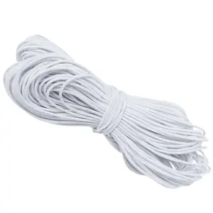 1.5mm Elastic Cord, Thread Beading String Round Cord Stretchy Elastic, White - 25 Metres