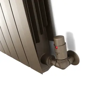 Terma Vision Quartz mocha Left sided Corner Radiator valve & lockshield (Dia)15mm x ½"