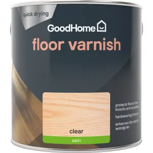 GoodHome Clear Satin Floor Wood varnish, 2.5L