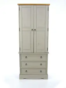 Premium Corona Grey, 2 door, 3 drawer wardrobe