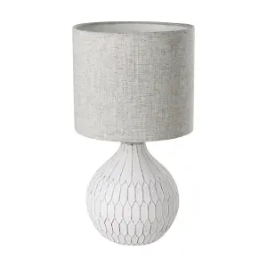 EGLO Bellariva 3 White Ceramic & Fabric Shade Table Lamp